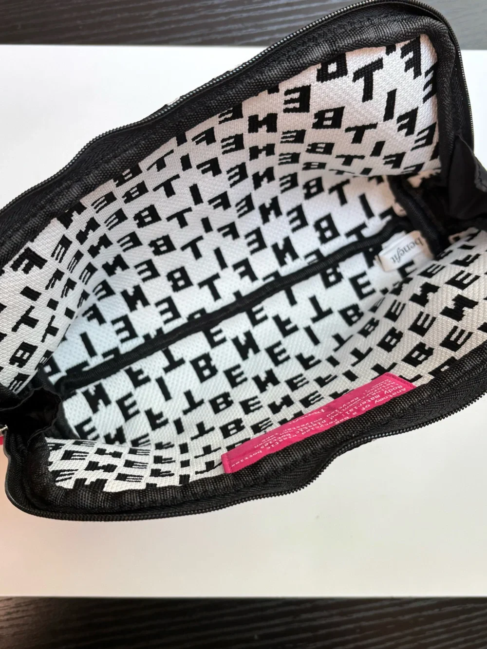 Benefit logo makeup bag, black and white. Excellent condition
